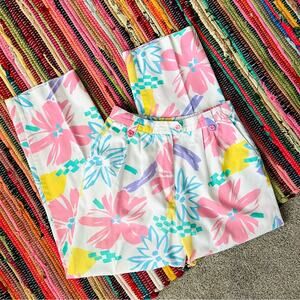 Vintage David Smith Funky Floral Pastel Colorful High Waist Pants